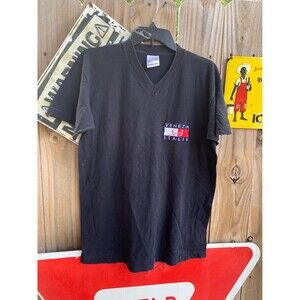 Vintage 90s Black vintage Venizia Italy cotton t-shirt V neck Size L